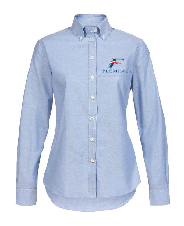 WOMEN'S MUSTO OXFORD LONG-SLEEVE SHIRT - 16/XL, PALE BLUE