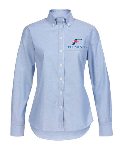 WOMEN'S MUSTO OXFORD LONG-SLEEVE SHIRT - 16/XL, PALE BLUE