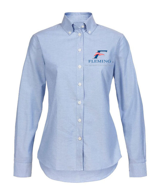 WOMEN'S MUSTO OXFORD LONG-SLEEVE SHIRT - 16/XL, PALE BLUE